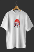 1 Mayıs Emek ve Dayanışma Günü Baskılı Oversize Bisiklet Yaka T-shirt - Beyaz