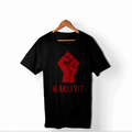 1 Mayıs Emek ve Dayanışma Günü HAKLIYIZ Baskılı Bisiklet Yaka T-shirt - Siyah