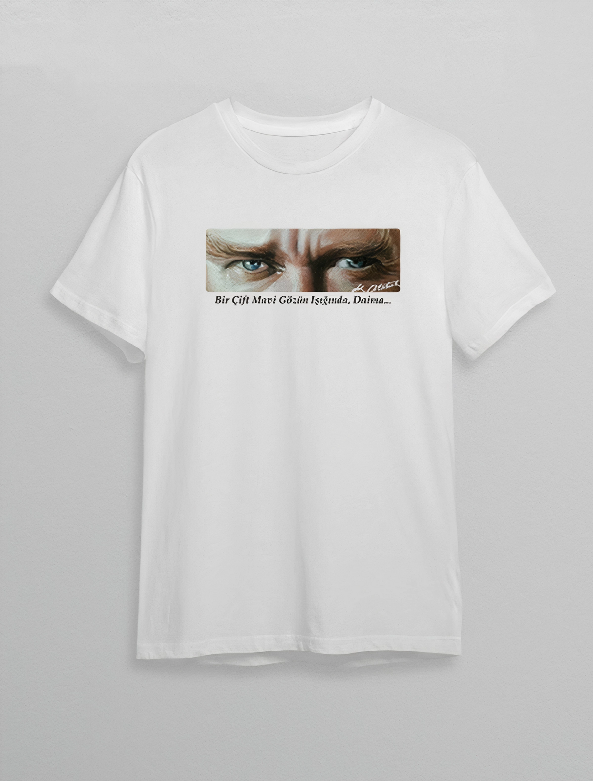 10 Kasım Atatürk'ü Anma Günü Baskılı Oversize Bisiklet Yaka T-shirt - Beyaz