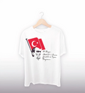 19 Mayıs Atatürk'ü Anma Gençlik ve Spor Bayramı Baskılı Oversize T-shirt - Beyaz