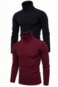 Erkek Kaşkorse Boğazlı Likralı Fitilli Slim Fit Body 2'li Set Siyah-Bordo