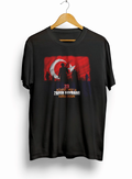 30 Ağustos Zafer Bayramı Atatürk Baskılı Oversize Bisiklet Yaka T-shirt - Siyah
