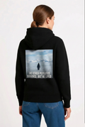 Kadın 3 İplik Pamuklu Kapüşonlu Hoodie Sweatshirt Survivor Penguen Baskılı - Siyah