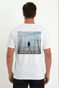 Erkek T-Shirt Penguen Baskılı Bisiklet Yaka Kısa kol yazlık Tişört - Beyaz