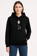Kadın 3 İplik Pamuklu Kapüşonlu Hoodie Sweatshirt Nihilist Penguen Baskılı - Siyah