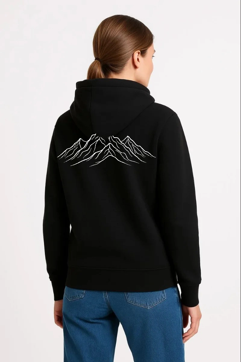 Kadın 3 İplik Pamuklu Kapüşonlu Hoodie Sweatshirt Nihilist Penguen Baskılı - Siyah