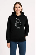 Kadın 3 İplik Pamuklu Kapüşonlu Hoodie Sweatshirt Nihilist Penguen Baskılı - Siyah