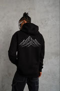 Erkek Nihilist Penguen Baskılı 3 İplik Pamuklu Kapüşonlu Sweatshirt Hoodie Siyah