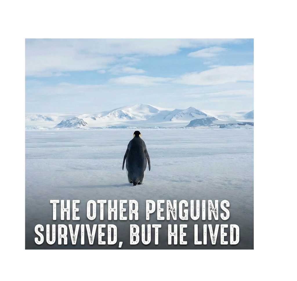 Kadın 3 İplik Pamuklu Kapüşonlu Hoodie Sweatshirt Survivor Penguen Baskılı - Beyaz