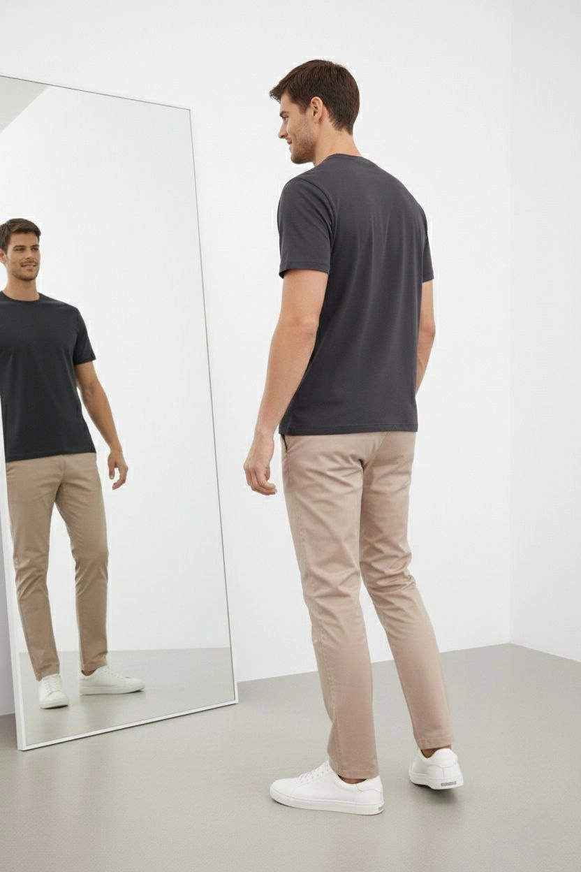 Erkek Bisiklet Yaka Yazlık Kısa kol Düz Tişört Regular Kalıp T-shirt - Füme
