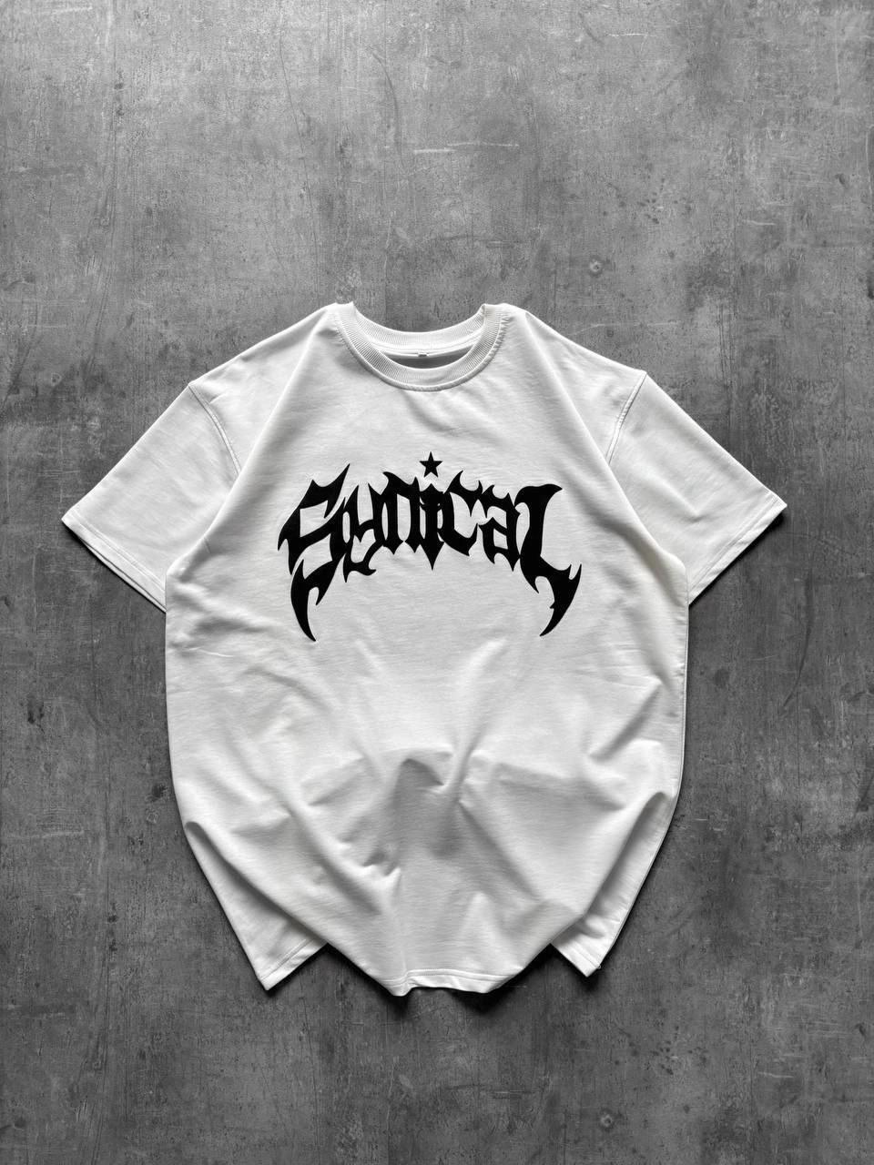 Kadın Kısa Kol Yazlık Tişört Bisiklet Yaka Baskılı Oversize T-Shirt - Beyaz