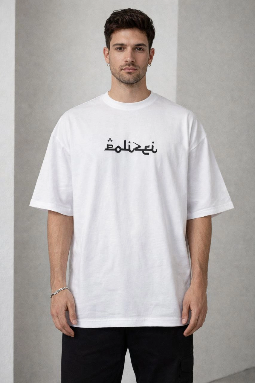 Erkek Kısa Kol Yazlık Tişört Bisiklet Yaka Baskılı Oversize T-Shirt - Beyaz