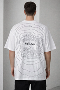 Erkek Kısa Kol Yazlık Tişört Bisiklet Yaka Baskılı Oversize T-Shirt - Beyaz