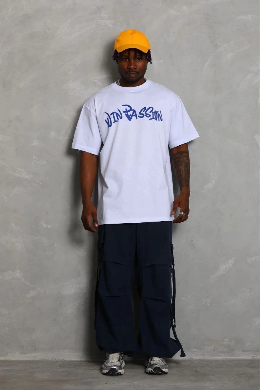 Erkek Baskılı T-Shirt Kısa Kol Bisiklet Yaka Regular Fit Tişört - Beyaz