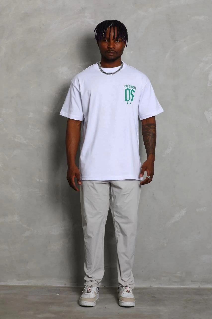 Erkek Baskılı T-Shirt Kısa Kol Bisiklet Yaka Regular Fit Tişört - Beyaz