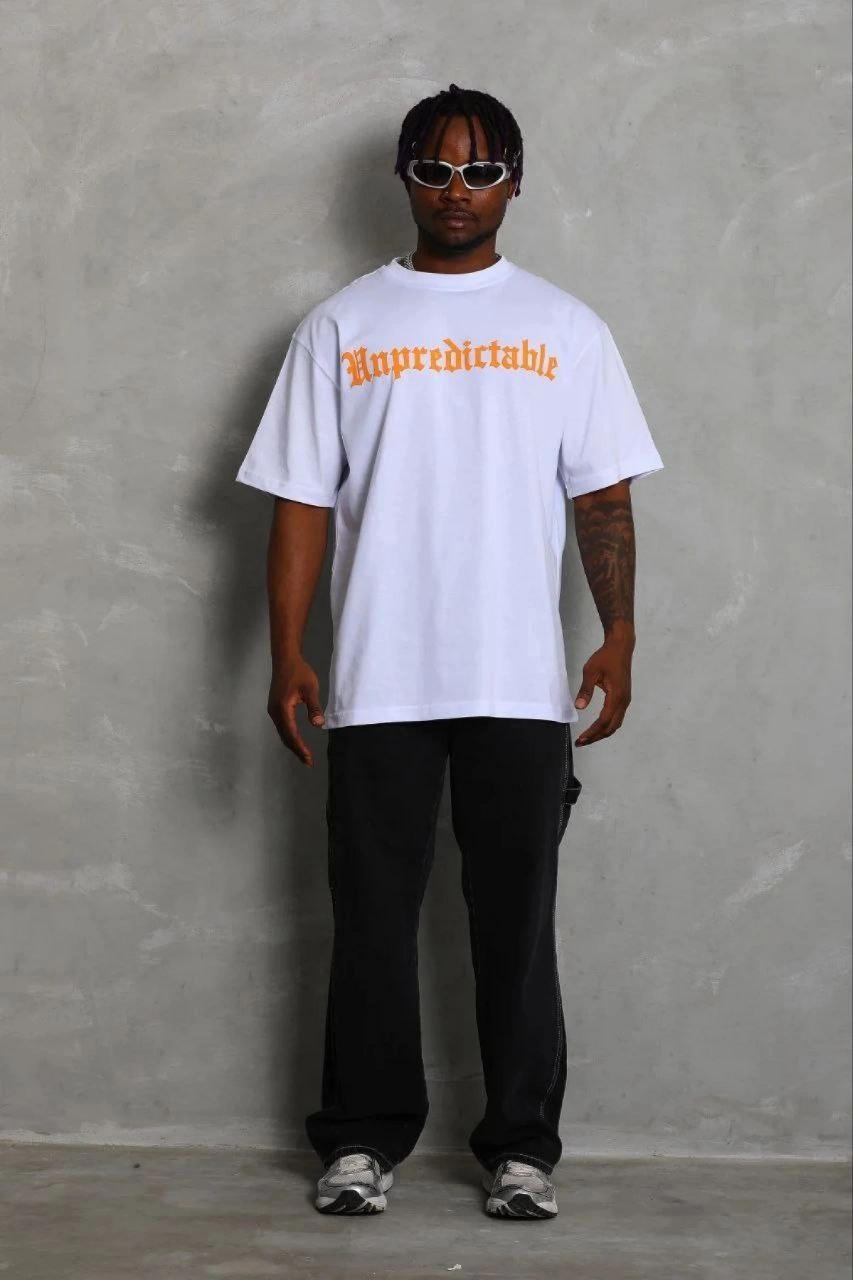 Erkek Baskılı T-Shirt Kısa Kol Bisiklet Yaka Regular Fit Tişört - Beyaz