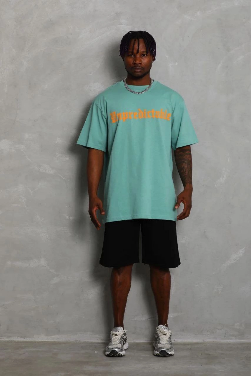Erkek Baskılı T-Shirt Kısa Kol Bisiklet Yaka Regular Fit Tişört - Mint Yeşili