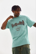 Erkek Baskılı T-Shirt Kısa Kol Bisiklet Yaka Regular Fit Tişört - Mint Yeşili