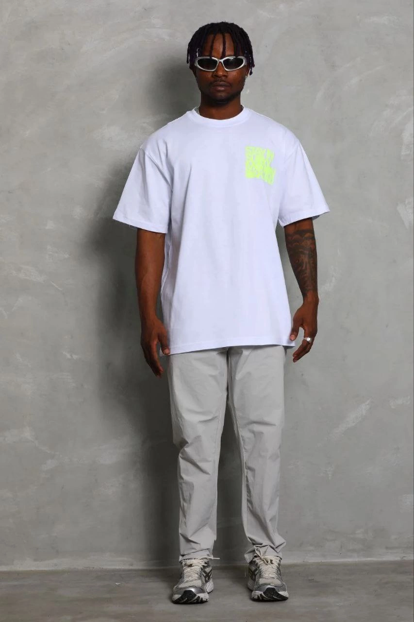 Erkek Baskılı T-Shirt Kısa Kol Bisiklet Yaka Regular Fit Tişört - Beyaz