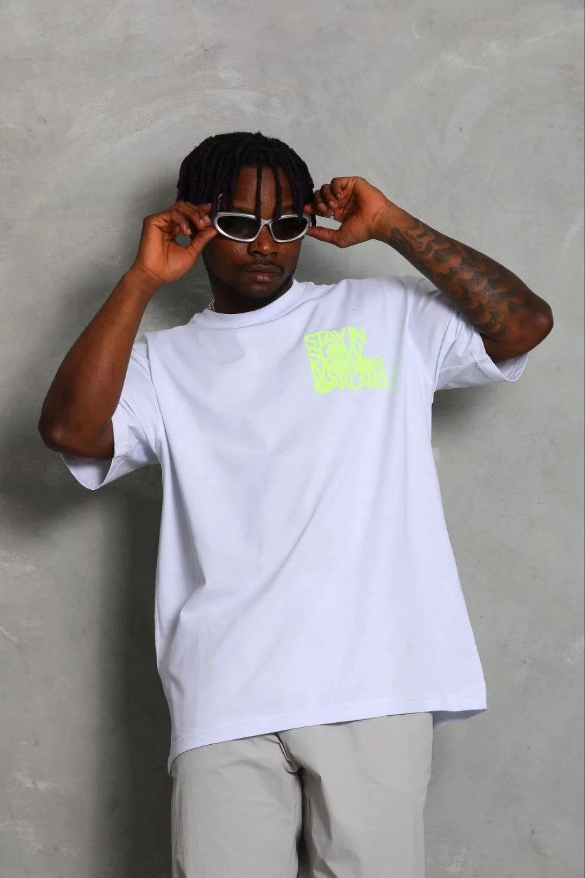 Erkek Baskılı T-Shirt Kısa Kol Bisiklet Yaka Regular Fit Tişört - Beyaz