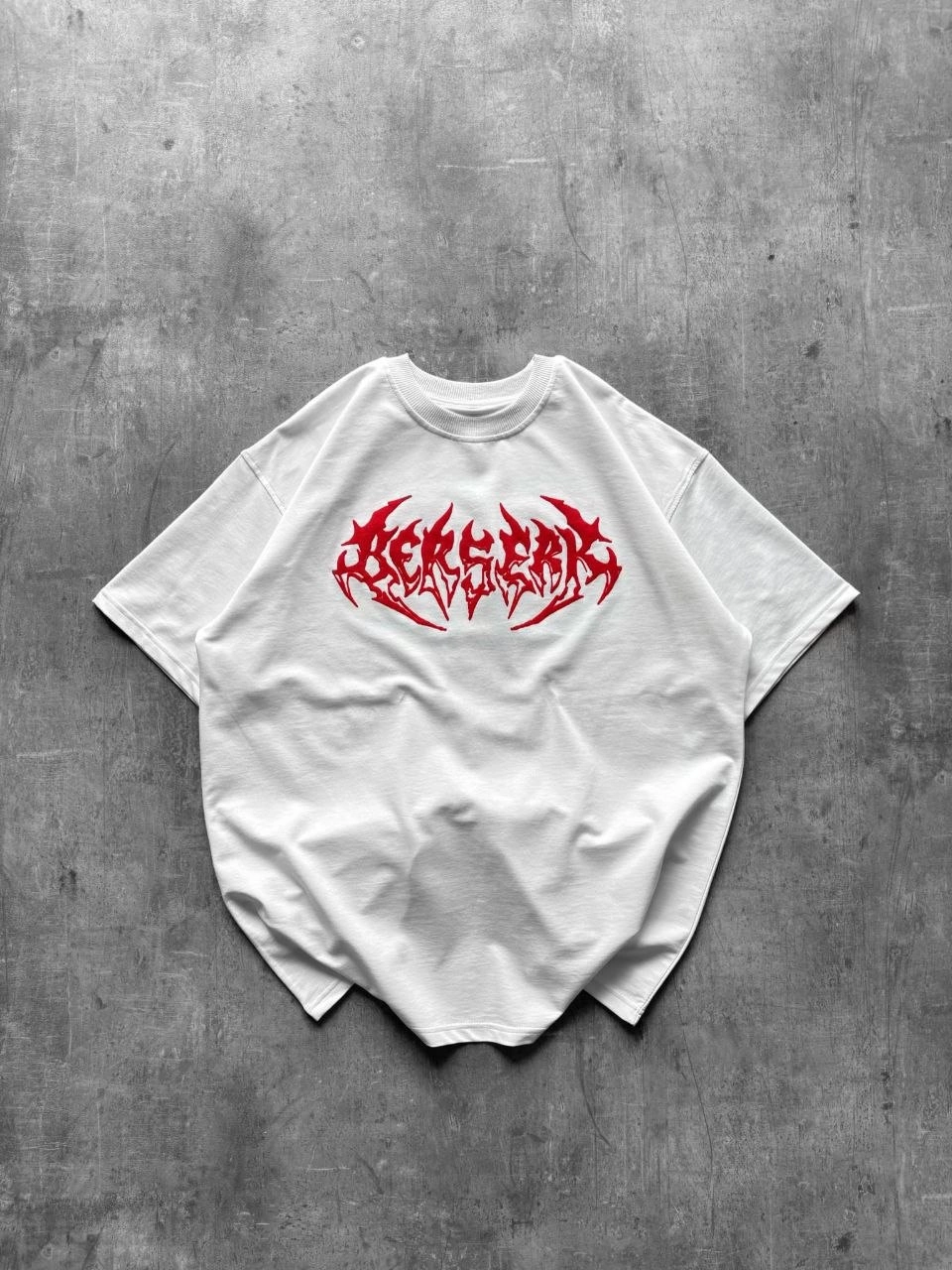 Erkek Kısa Kol Yazlık Tişört Bisiklet Yaka Baskılı Oversize T-Shirt - Beyaz