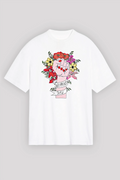8 Mart Dünya Kadınlar Günü Baskılı Oversize Bisiklet Yaka T-shirt - Beyaz