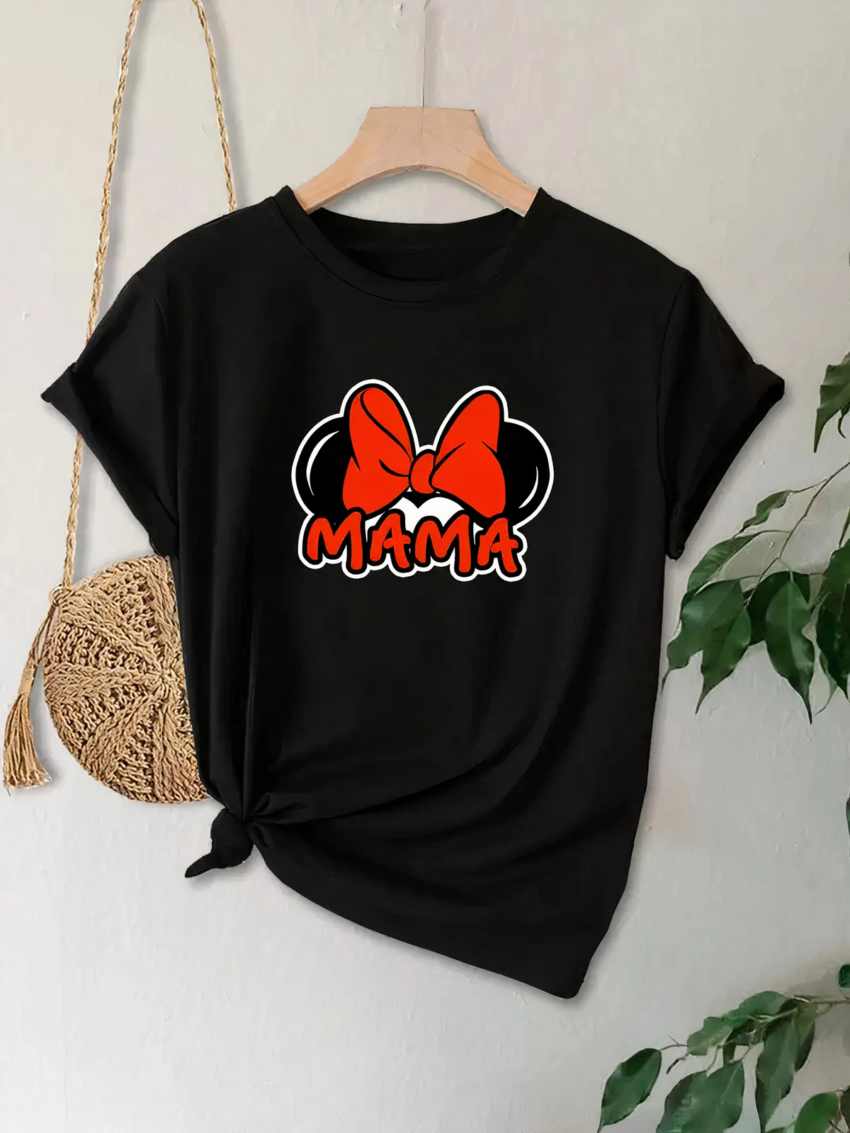 Anneler Günü Hediye Anne Temalı Baskılı Oversize Bisiklet Yaka T-shirt - Siyah