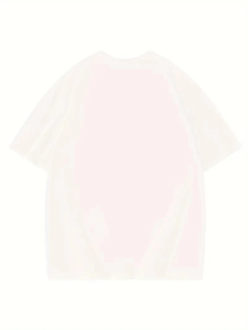 Kadın T-shirt Eğlenceli Harf NY Baskılı Bisiklet Yaka Tişört - Beyaz