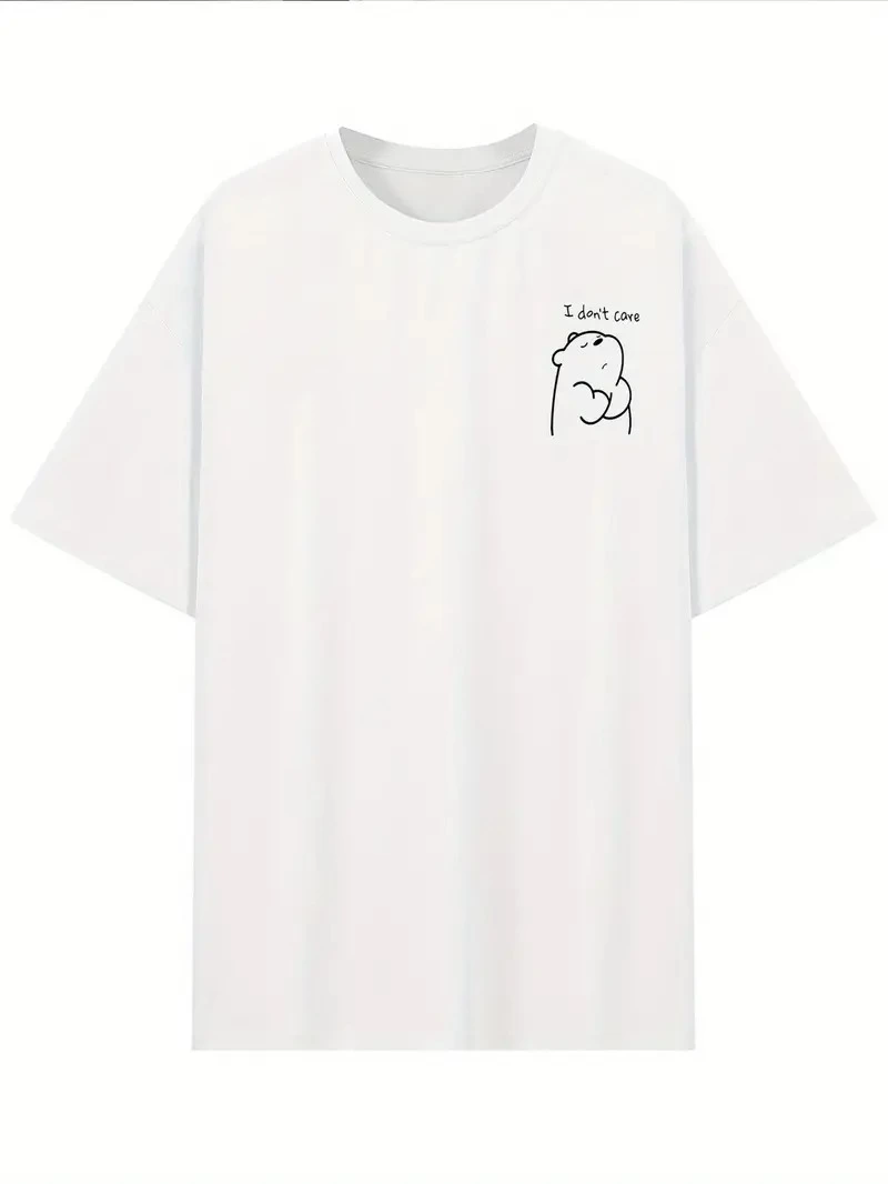 Kadın T-Shirt Kısa Kollu, "Umrumda Değil" Baskılı tişört - Beyaz