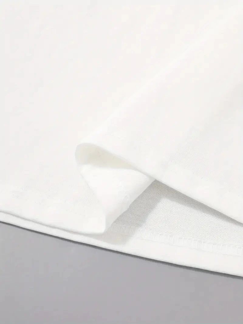 Erkek Kısa Kol Yazlık Tişört Bisiklet Yaka Baskılı Oversize T-Shirt - Beyaz