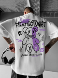 Erkek Tişört Baskılı Bisiklet Yaka Kısa kol t-shirt - Beyaz