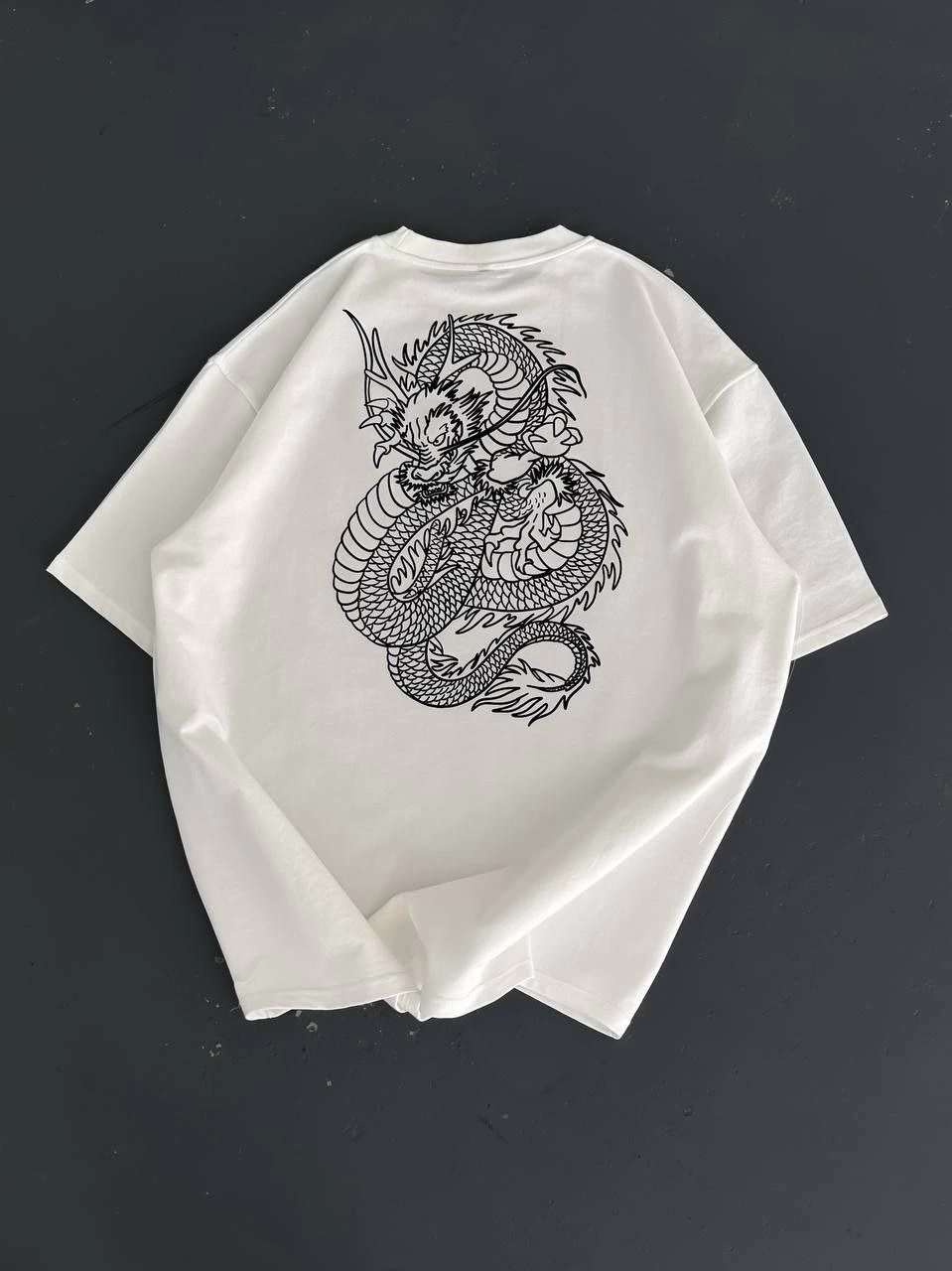 Erkek Ön ve Arka Baskılı T-Shirt Kısa Kol Bisiklet Yaka Regular Fit Tişört -  Beyaz