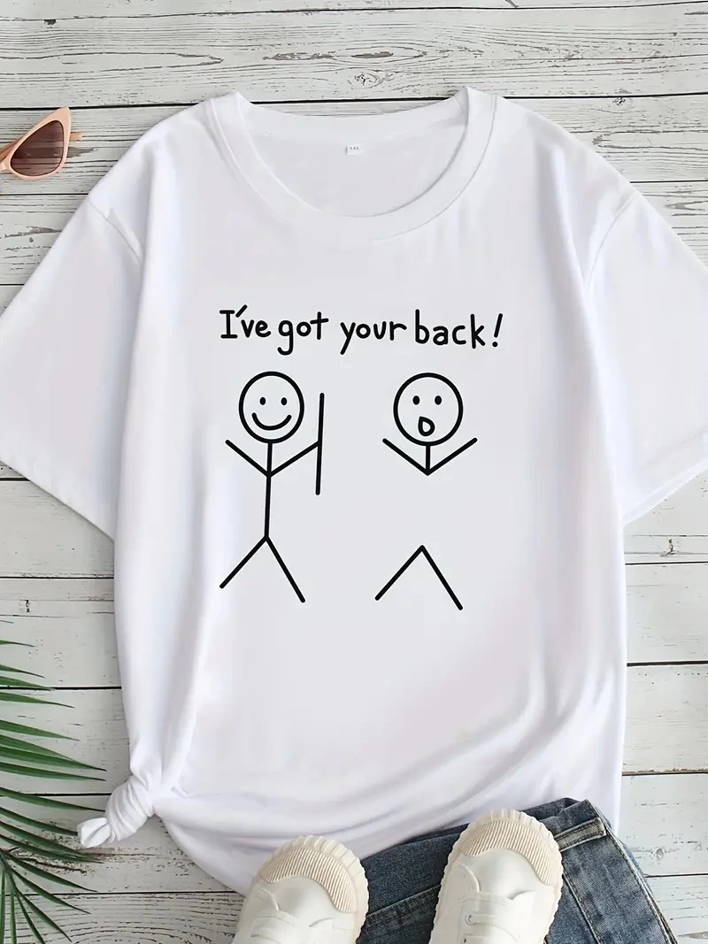 Kadın T-Sirt  "I've Got Your Back" Baskılı Kısa kol Tişört - Beyaz