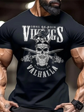 Erkek Ön ve Arka Baskılı T-Shirt Kısa Kol Bisiklet Yaka Regular Fit Tişört - Siyah