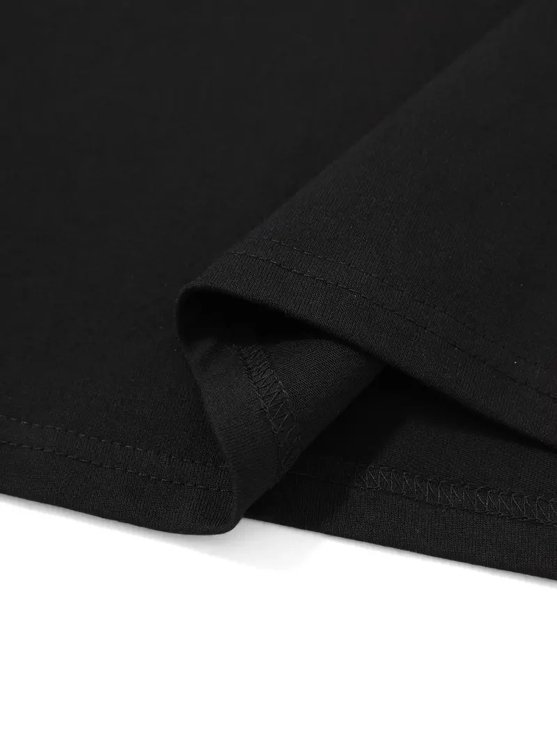 Erkek Kısa Kol Yazlık Tişört Bisiklet Yaka Baskılı Oversize T-Shirt - Siyah