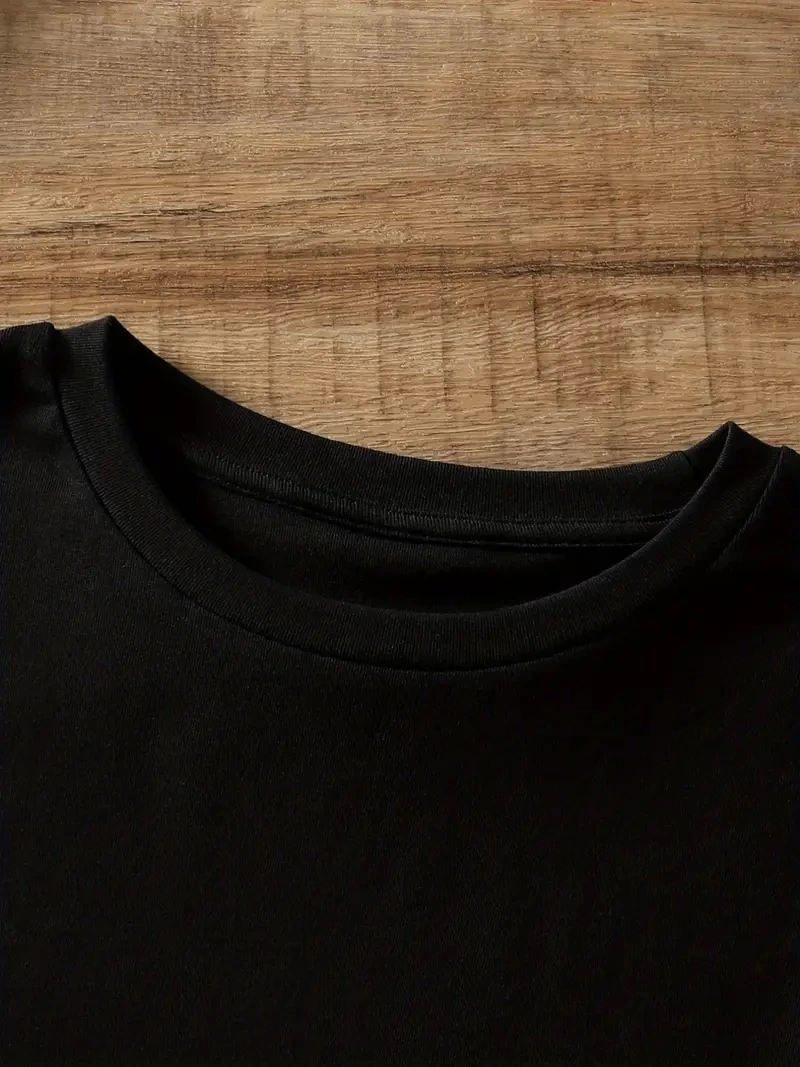 Kadın Tişört Ayı Baskılı Bisiklet Yaka Yazlık Kısa Kol T-shirt - Siyah