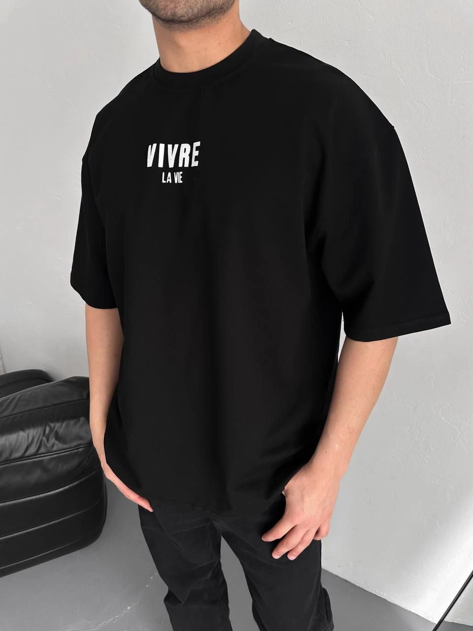 Erkek Ön ve Arka Baskılı T-Shirt Kısa Kol Bisiklet Yaka Regular Fit Tişört -  Siyah