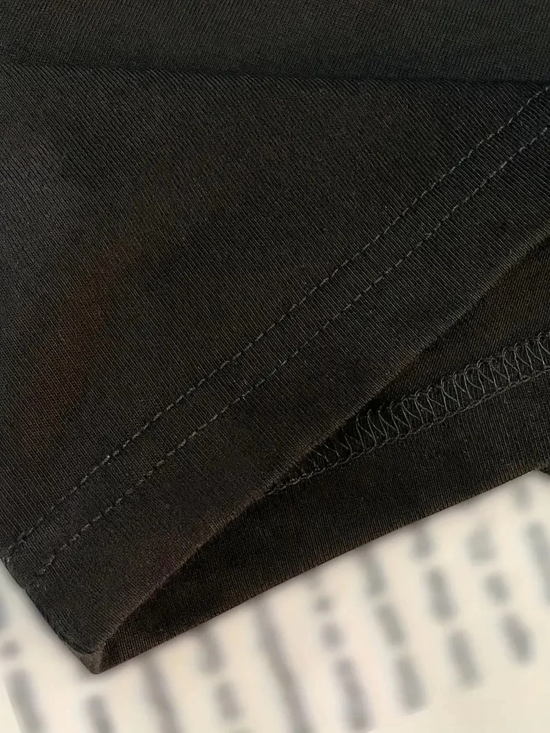 Kadın Kısa Kol Yazlık Tişört Bisiklet Yaka Baskılı Oversize T-Shirt - Siyah
