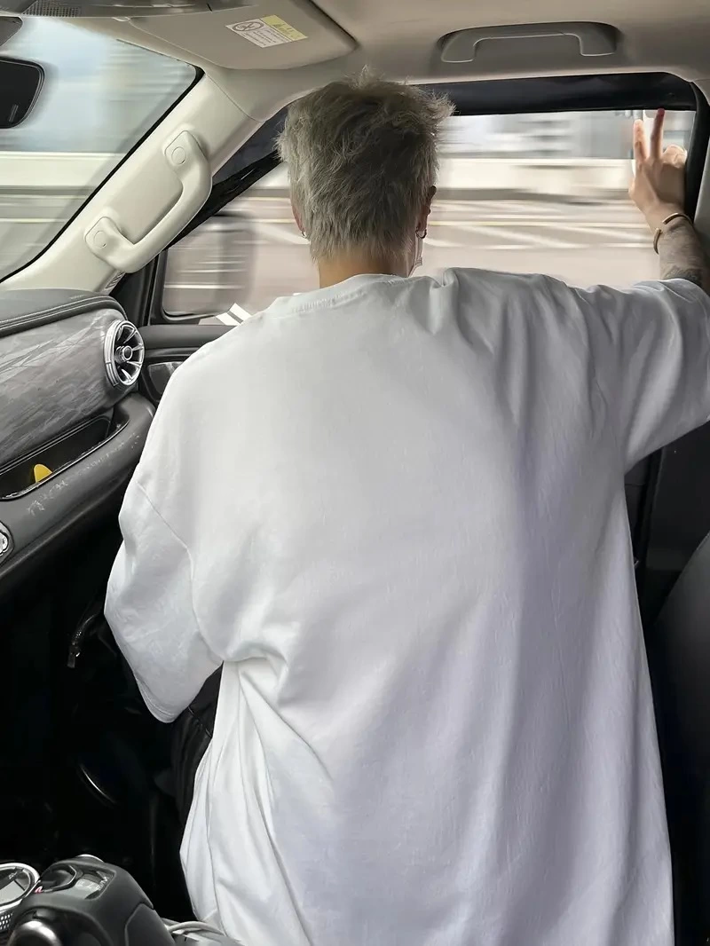 Erkek Baskılı Tişört Kısa Kol Bisiklet Yaka Oversize T-Shirt - Beyaz