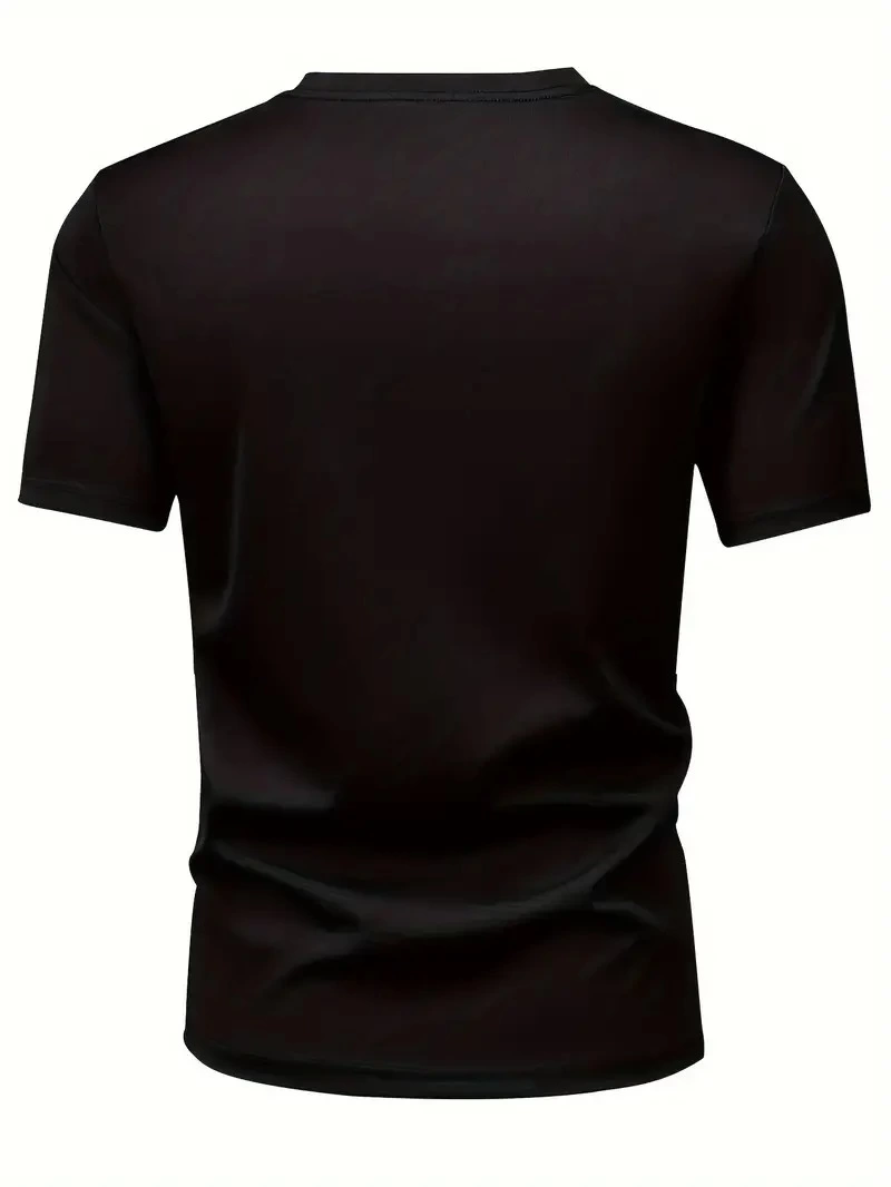 Erkek Kısa Kol Yazlık Tişört Bisiklet Yaka Baskılı Oversize T-Shirt - Siyah