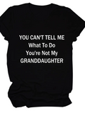 Kadın Baskılı Tişört Kısa Kol Bisiklet Yaka T-shirt - Siyah