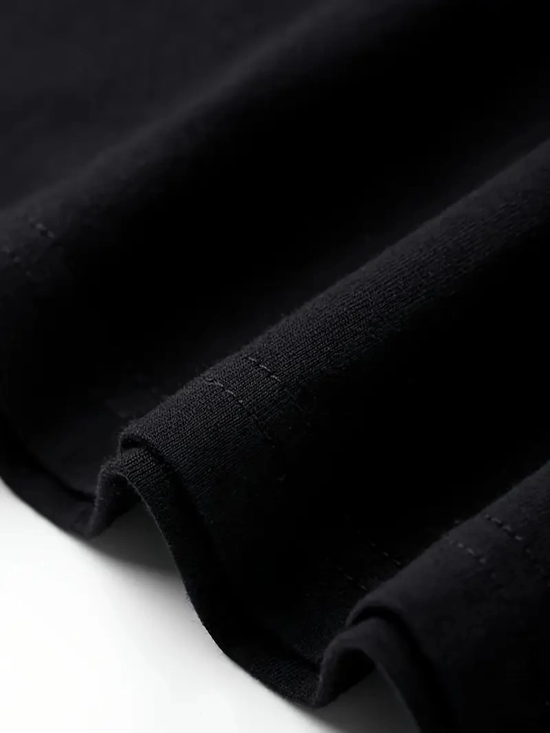 Erkek T-shirt Tavşan Baskılı Kısa Kollu Tişört - Siyah