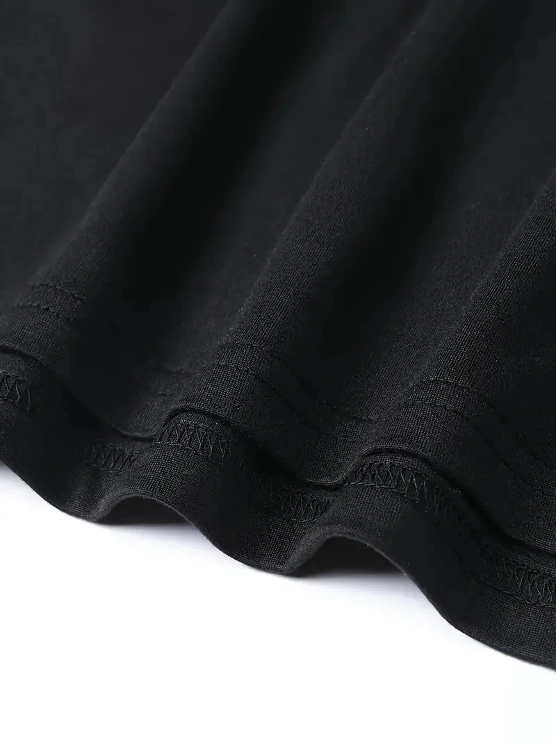 Erkek Kısa Kol Yazlık Tişört Bisiklet Yaka Baskılı Oversize T-Shirt - Siyah