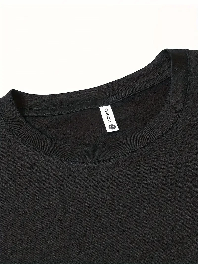 Erkek Kısa Kol Yazlık Tişört Bisiklet Yaka Baskılı Oversize T-Shirt - Siyah