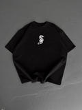 Erkek Ön ve Arka Baskılı T-Shirt Kısa Kol Bisiklet Yaka Regular Fit Tişört - Siyah