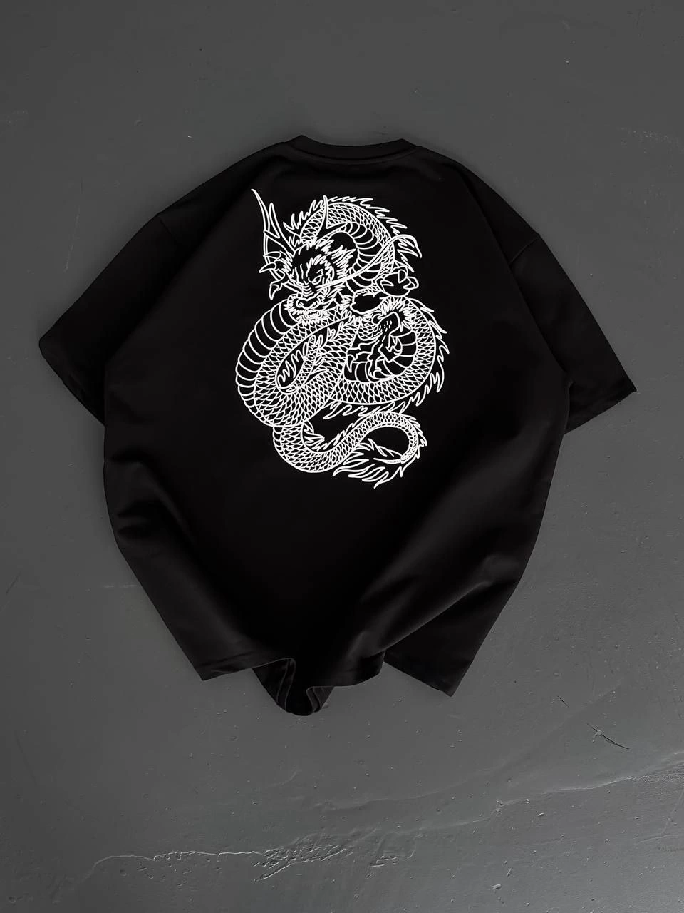 Erkek Ön ve Arka Baskılı T-Shirt Kısa Kol Bisiklet Yaka Regular Fit Tişört - Siyah