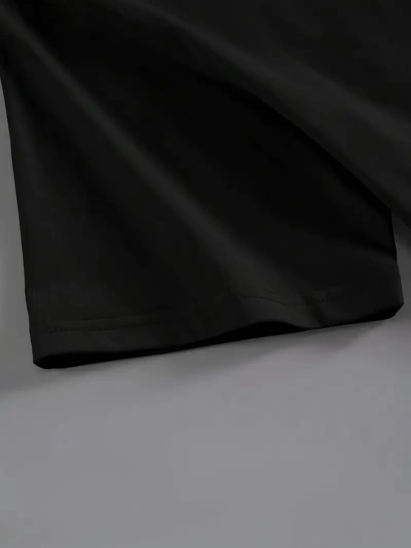 Kadın Kahve Desen Baskılı Tişört Kısa Kol Bisiklet Yaka Oversize T-Shirt - Siyah