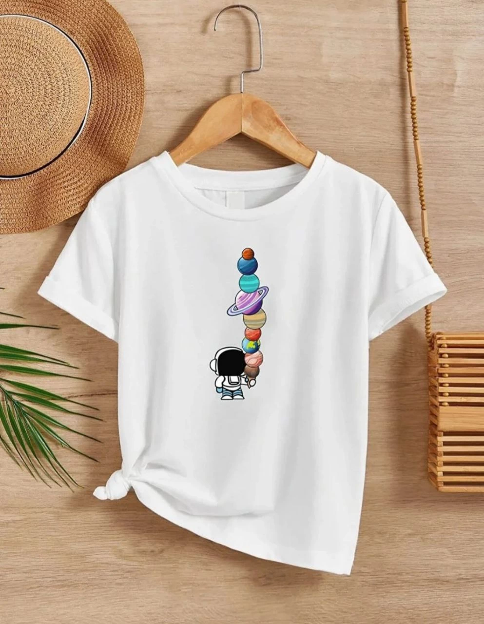 Kız Çocuk Baskılı T-Shirt - Beyaz
