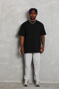 Erkek Düz Yazlık Kısa Kol Tişört Bisiklet Yaka Oversize T-Shirt - Siyah
