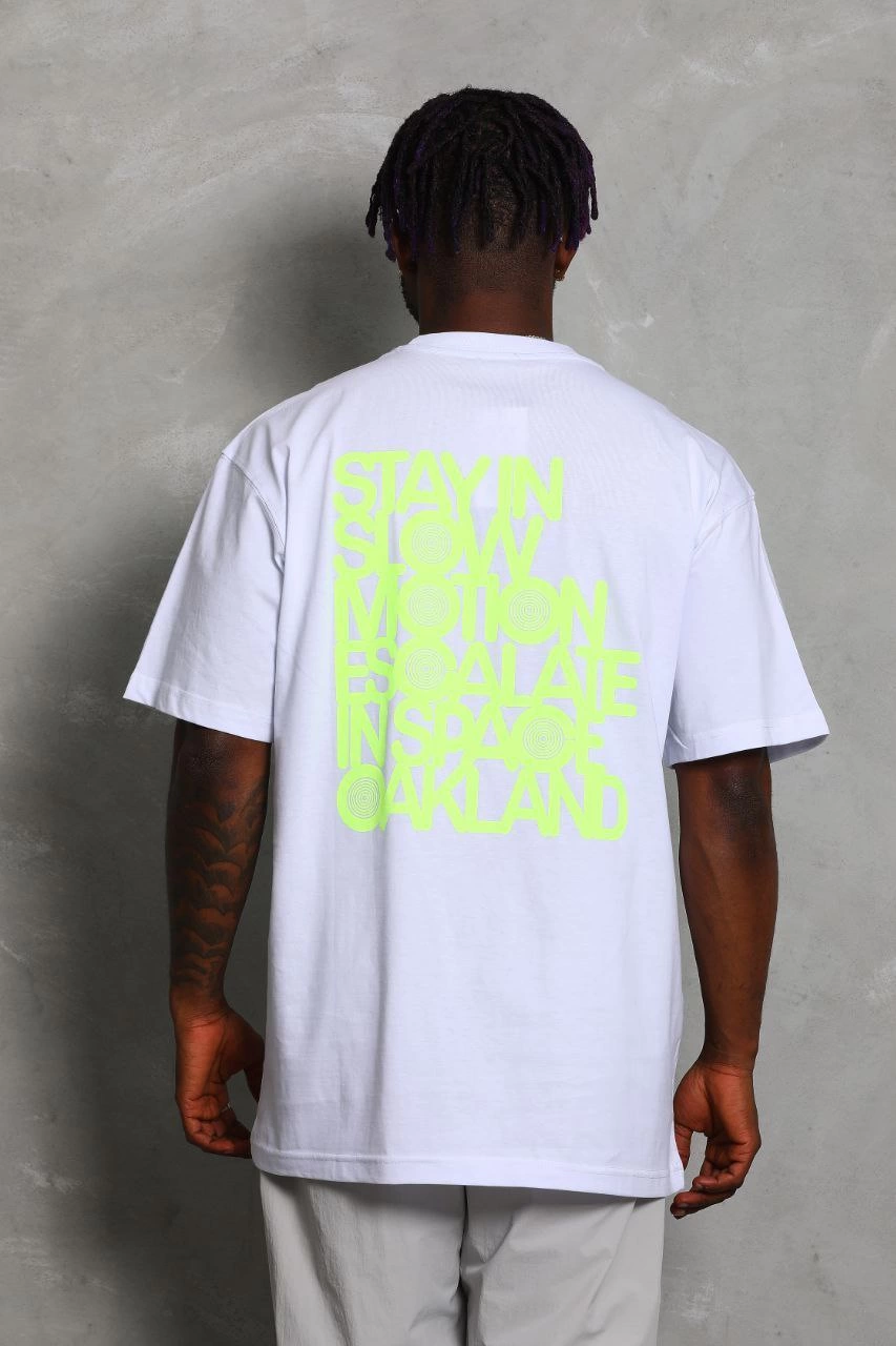 Erkek Kısa kol Baskılı Bisiklet Yaka T-Shirt - Beyaz